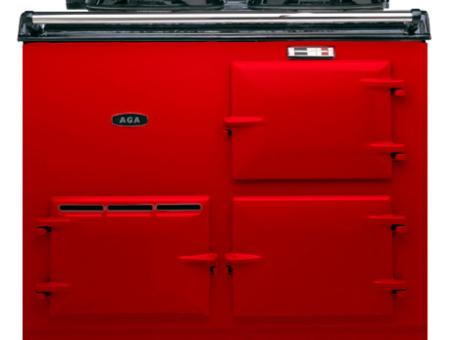2 OVEN DELUXE POST BOX RED ENAMEL